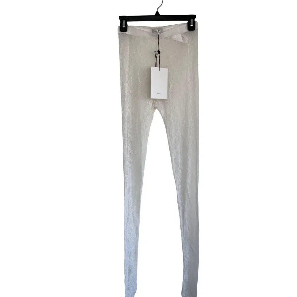 WARDROBE.NYC Lace Tights in Off White New Womens Nylons Pantyhose
